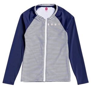 Roxy Surfing Free Blue Striped UPF 50+ Rashguard - Girls 10
